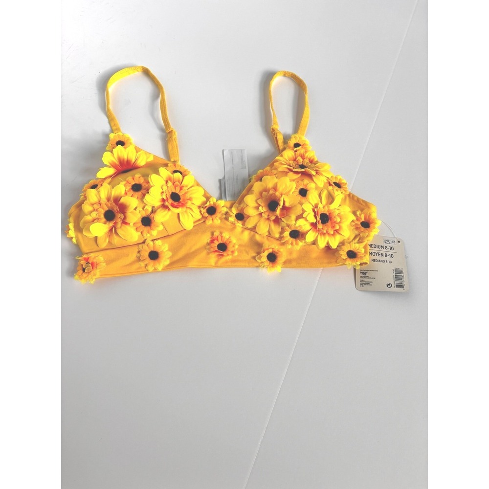 Modern Hero Sunflower Bralette Bra Top Floral Festival Costume Medium
